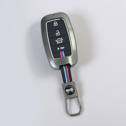 metal Car Key Cover For Kia: Seltos, Sonet, Carens, Carnival 4 Button Smart Key