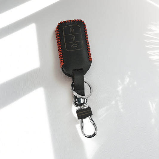 PU 3D Black Leather Car Key Cover For Honda: City, Civic, Jazz, Brio, Amaze, Cr-v, Wr-v, Br-v, Mobilio 3 Button Smart Key
