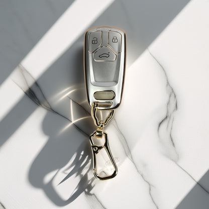 TPU White Gold Car Key For Audi Q5, A5, A8, Q7, A4, A6 3 button smart key