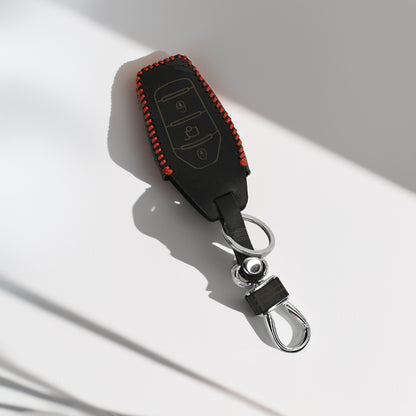 PU 3D Black Leather Car Key Cover For Mahindra: XUV500 3 button smart key