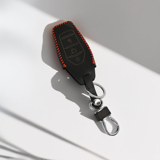 PU 3D Black Leather Car Key Cover For Mahindra: XUV500 3 button smart key