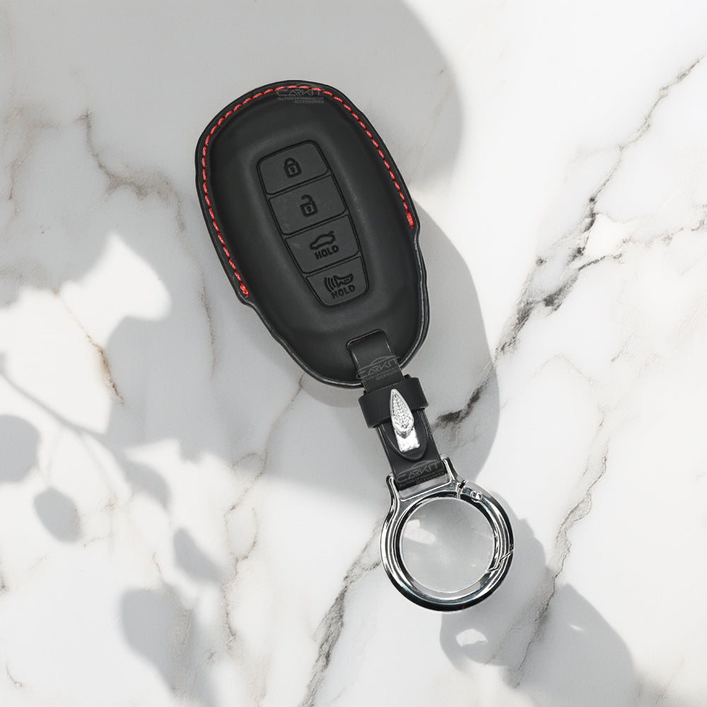 PU 3D Leather Car Key Cover For Hyundai: Verna 2020 4 button smart key