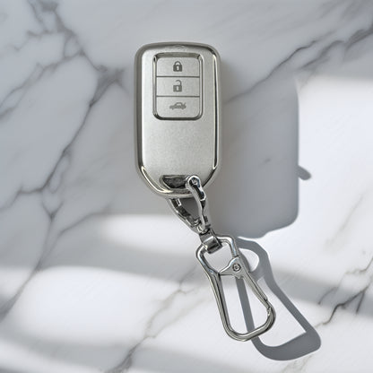 TPU Silver Key Cover For Honda: City, Civic, Jazz, Brio, Amaze, Cr-v, Wr-v, Br-v, Mobilio 3 Button Smart Key