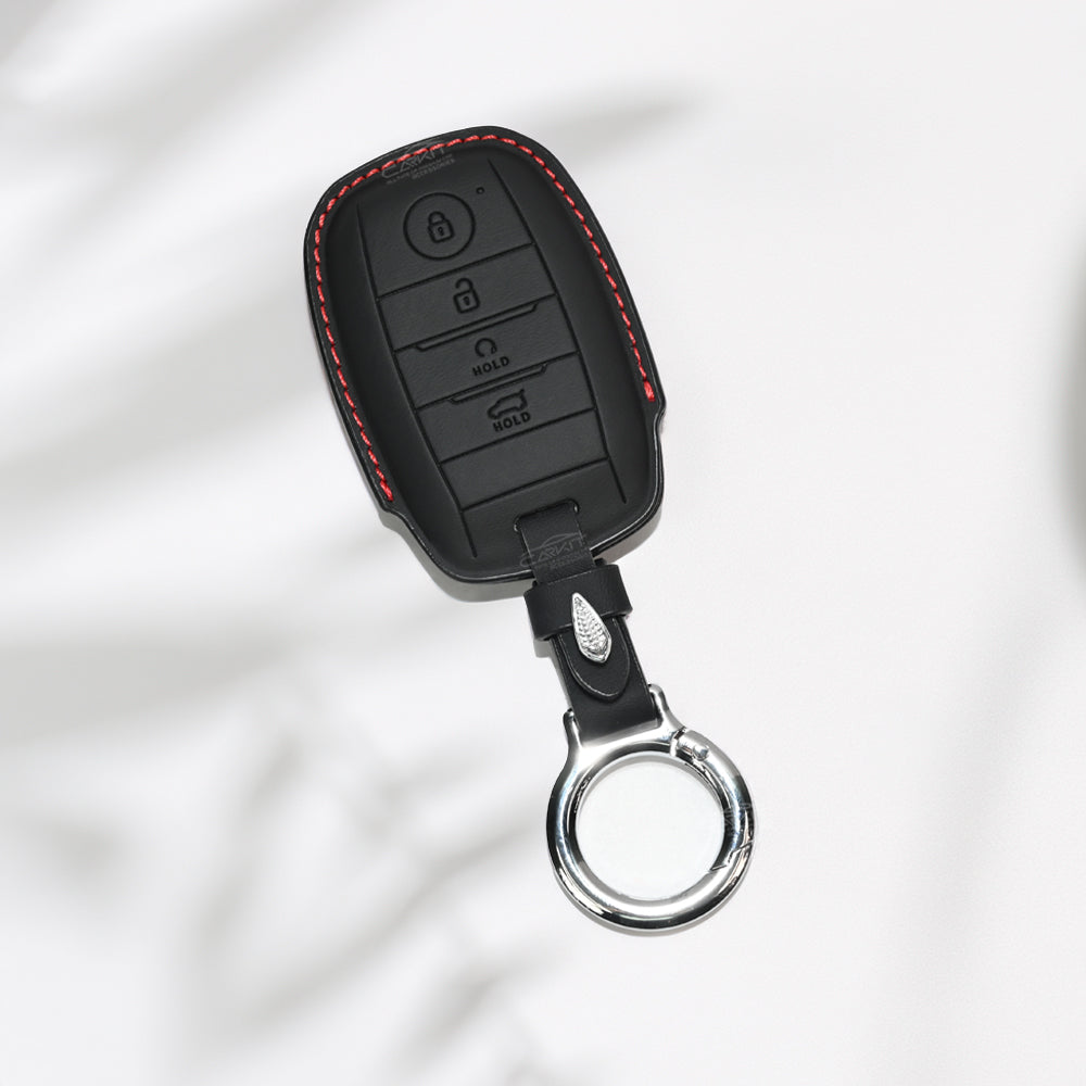 PU 3D Leather Key Cover For Kia: Seltos, Sonet, Carens, Seltos X-line 4 button smart key