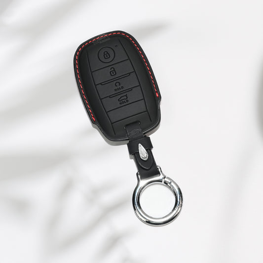 PU 3D Leather Key Cover For Kia: Seltos, Sonet, Carens, Seltos X-line 4 button smart key