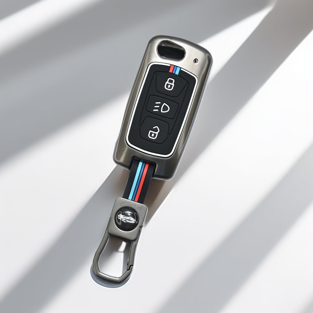 Metal Car Key Cover For Tata: Nexon, Harrier, Safari, Altroz, Punch, Tiago, Tigor, Zest, Bolt, Hexa 3 button Flip Key
