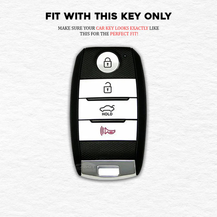 metal Car Key Cover For Kia: Seltos, Sonet, Carens, Carnival 4 Button Smart Key