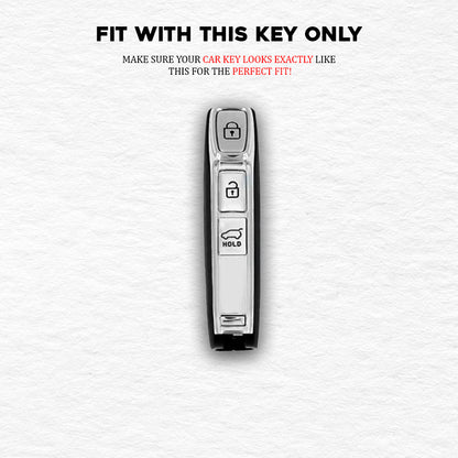 TPU White Gold Car Key Cover For Kia Seltos 2023 Facelift | Sonet facelift 3 Button Smart Key