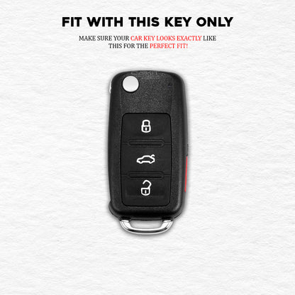 PU 3D Black Leather Car Key Cover For Skoda Octavia, Fabia, Laura, Superb, Rapid, Yeti And Volkswagen Polo, Vento, Jetta, Ameo