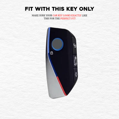 PU 3D Black Leather Car Key Cover For BMW 7 Series 740i 760i X1 X7 XM IX I7 X3 IX1 X5 Smart Key 4 Button