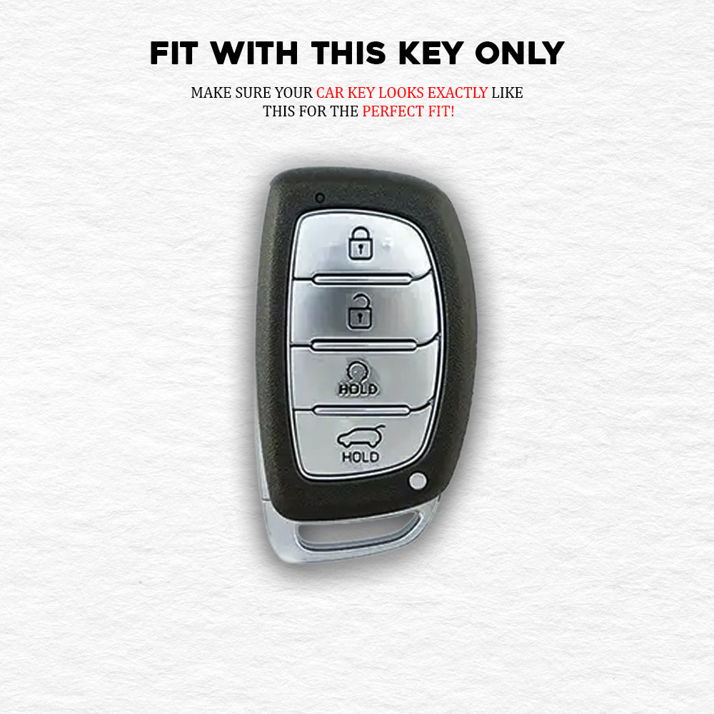 Metal Silicone Key Cover For Hyundai: Alcazar, Creta 2021 onwards 4 button smart key