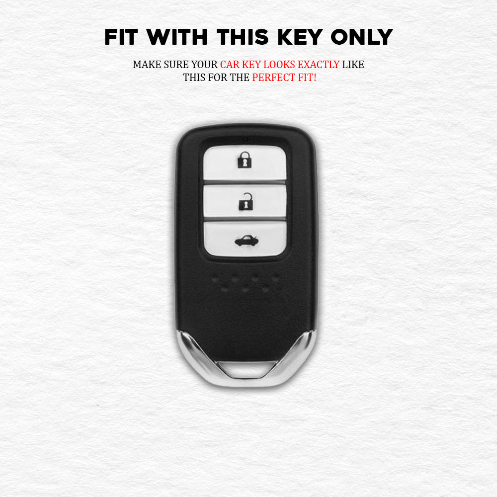 PU 3D Black Leather Car Key Cover For Honda: City, Civic, Jazz, Brio, Amaze, Cr-v, Wr-v, Br-v, Mobilio 3 Button Smart Key