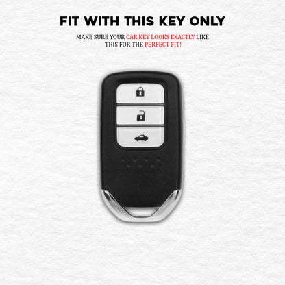 PU 3D Black Leather Car Key Cover For Honda: City, Civic, Jazz, Brio, Amaze, Cr-v, Wr-v, Br-v, Mobilio 3 Button Smart Key