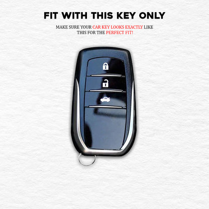PU 3D Black Leather Car Key Cover For Toyota: Innova, Fortuner, Legender, Land Cruiser, Suzuki Invicto 3 button smart key.