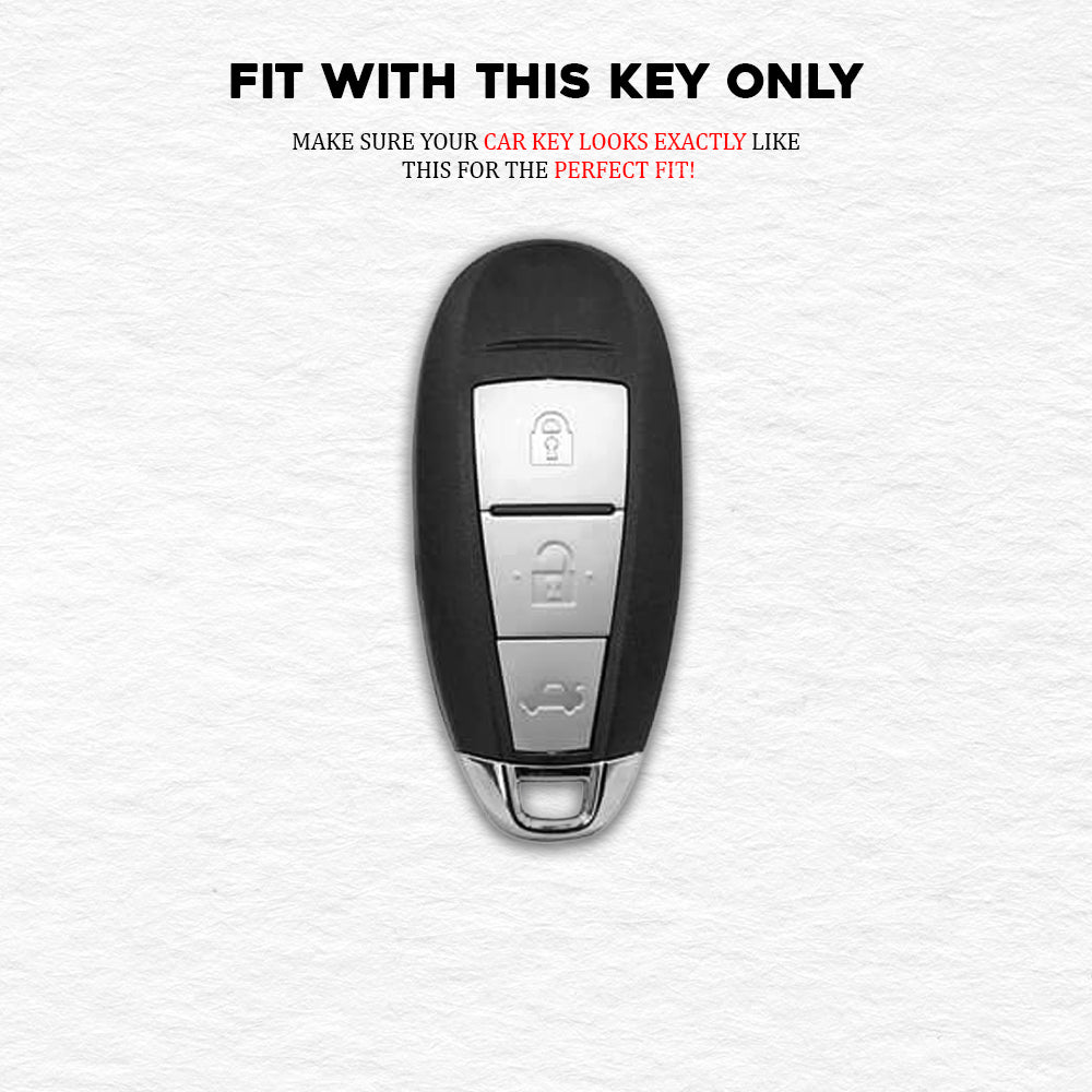 PU 3D Black Leather Car Key Cover For Maruti Suzuki: Baleno, Ciaz, Grand Vitara, Brezza, S Cross, Swift, Ignis, XL6, Fronx, Jimny, Grand Vitara 3 button Smart Key