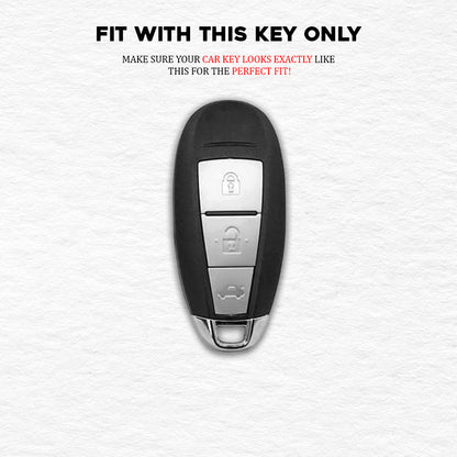 PU 3D Black Leather Car Key Cover For Maruti Suzuki: Baleno, Ciaz, Grand Vitara, Brezza, S Cross, Swift, Ignis, XL6, Fronx, Jimny, Grand Vitara 3 button Smart Key