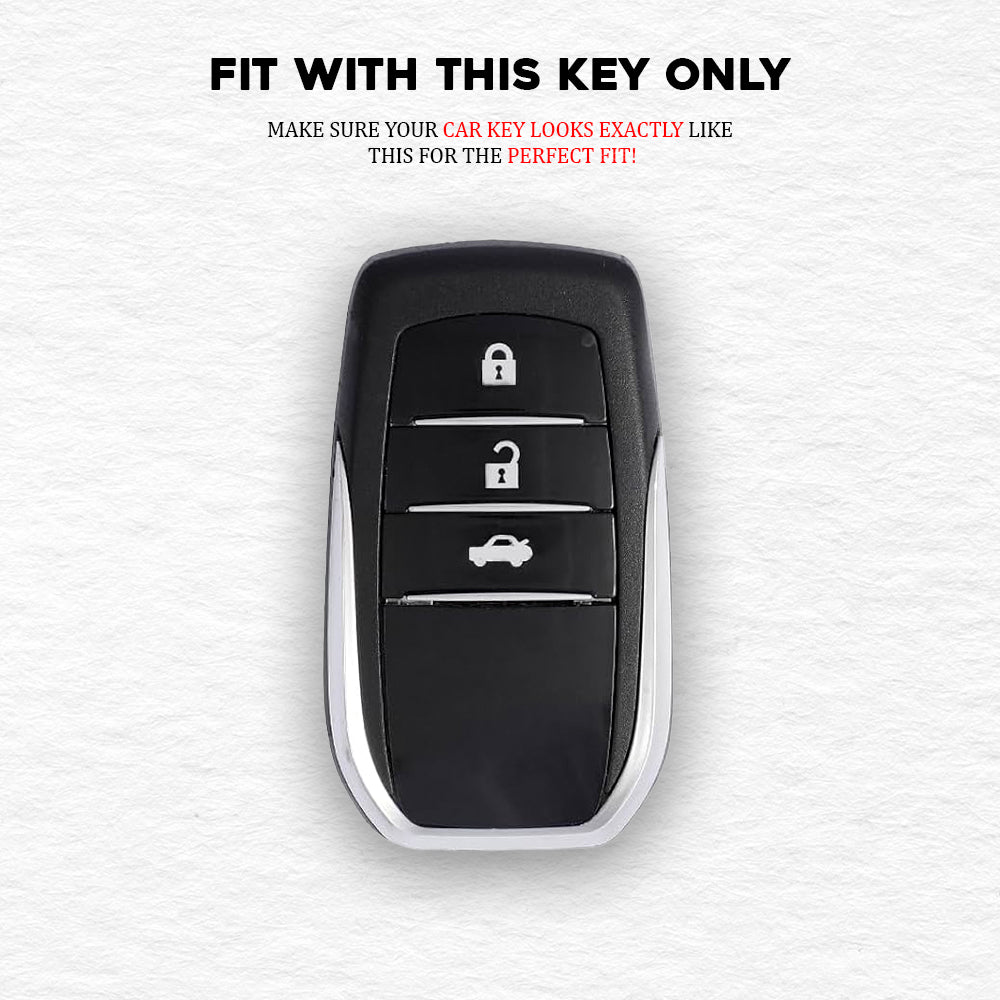 TPU White Gold Car Key Cover For Toyota: Innova, Fortuner, Legender, Land Cruiser, Suzuki Invicto 3 button smart key.