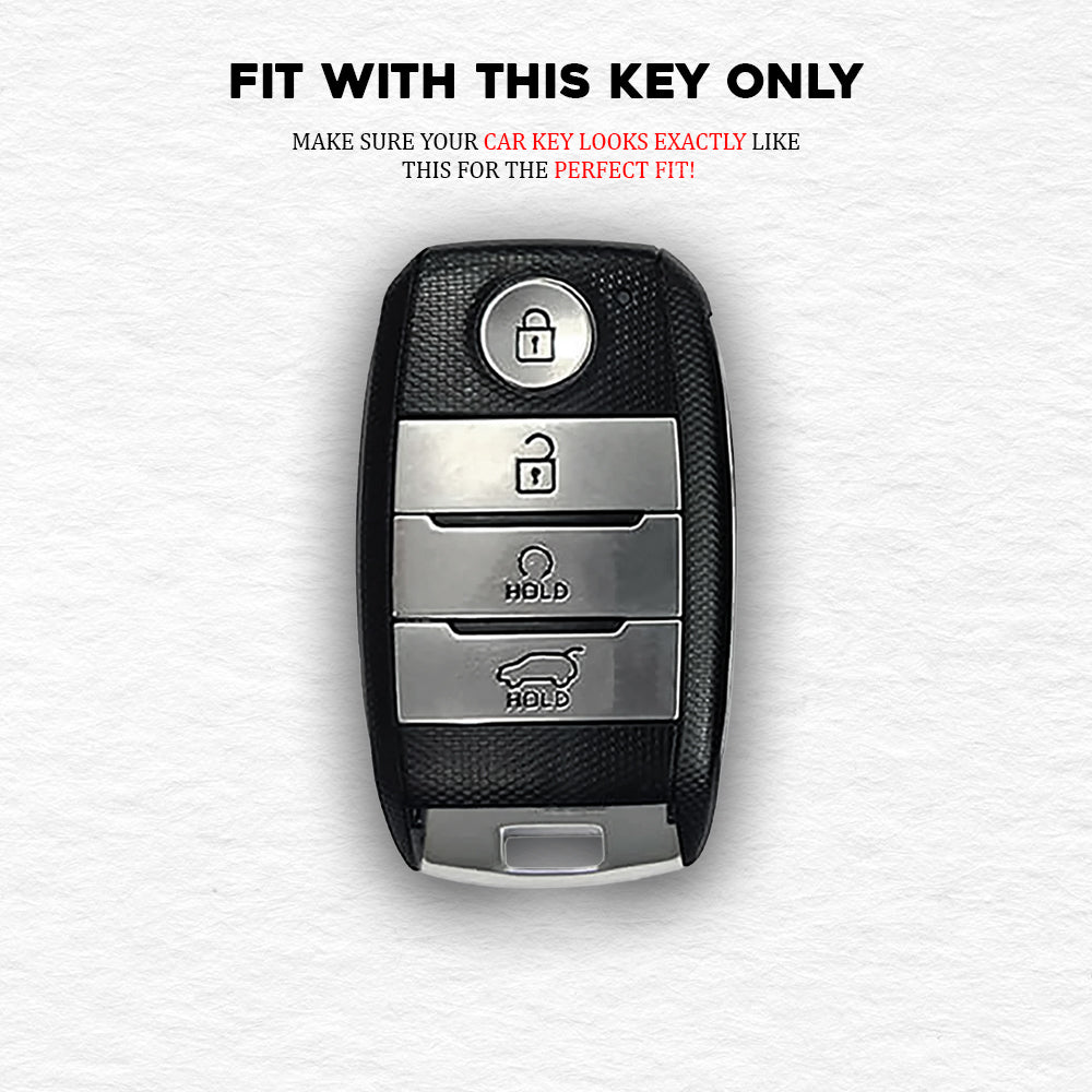 PU 3D Leather Key Cover For Kia: Seltos, Sonet, Carens, Seltos X-line 4 button smart key