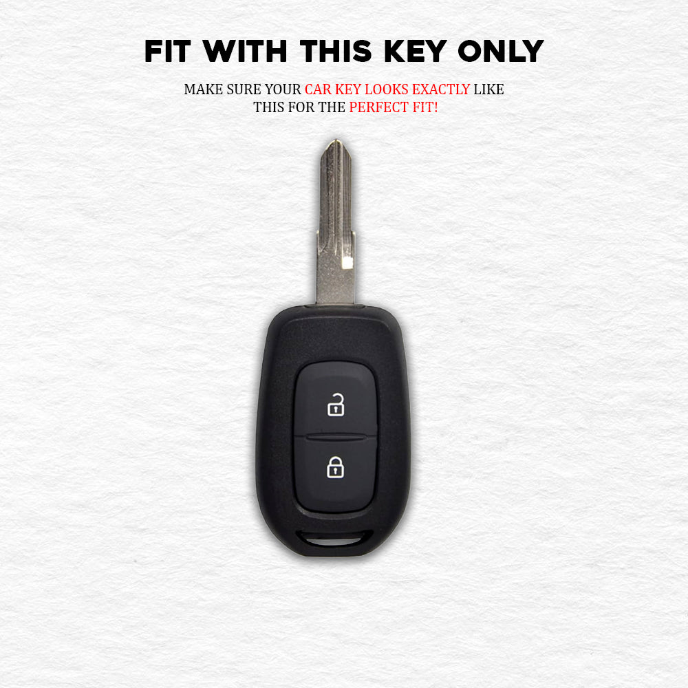 PU 3D Black Leather Key Cover Fit for Renault Triber | Kwid | Duster | Datsun redi-GO Flip type Key