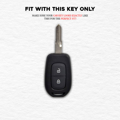 PU 3D Black Leather Key Cover Fit for Renault Triber | Kwid | Duster | Datsun redi-GO Flip type Key