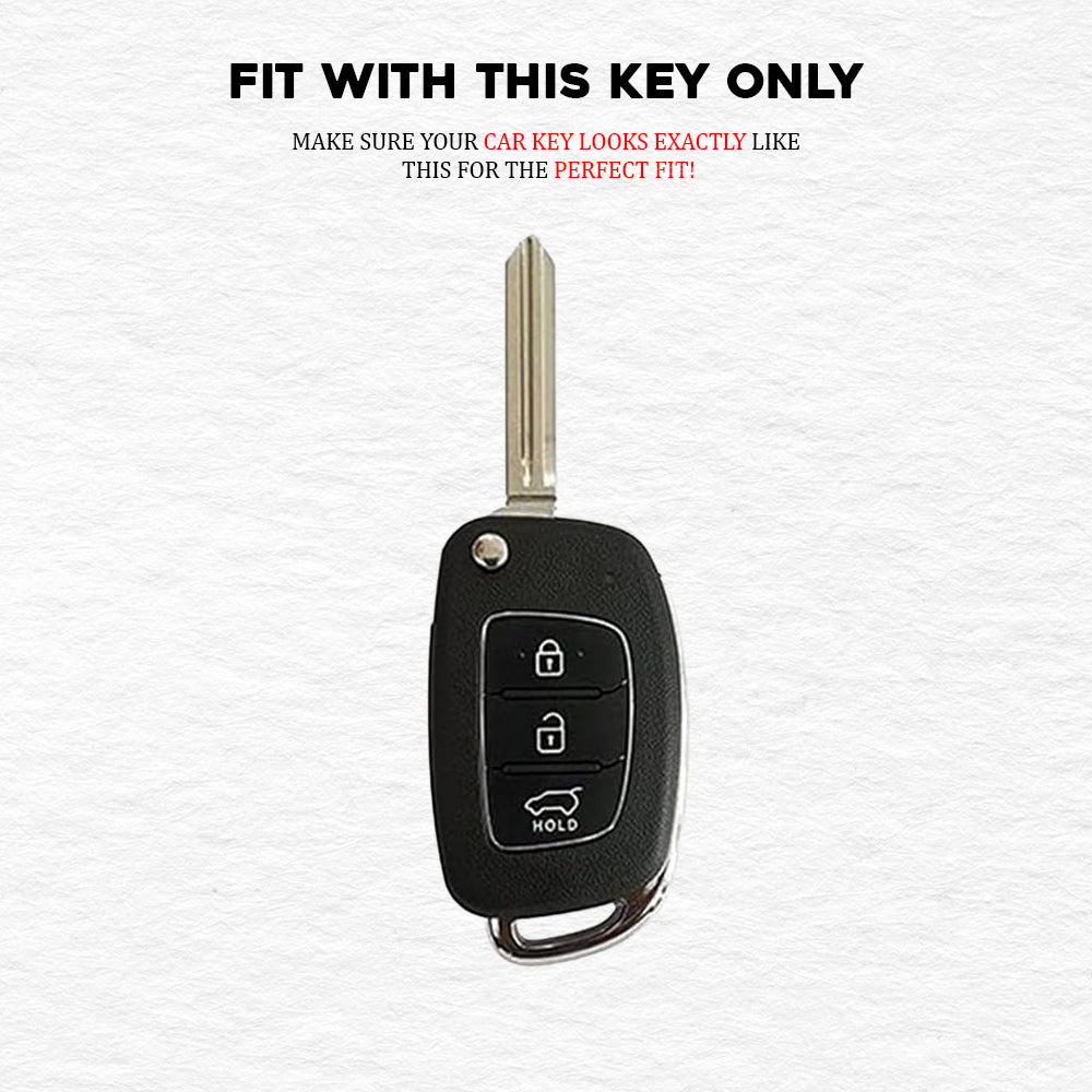 TPU White Gold Key Cover For Hyundai: Creta, Venue, Tucson, Alcazar, I20, Grand I10, Aura, Xcent, Exter 3 button flip key