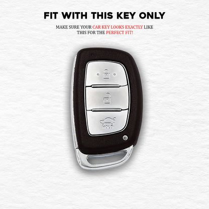 TPU Silver Car Key Cover For Hyundai: i20, Creta, Venue, Tucson, Alcazar, Verna, Xcent, Aura, Elantra 3 button smart key
