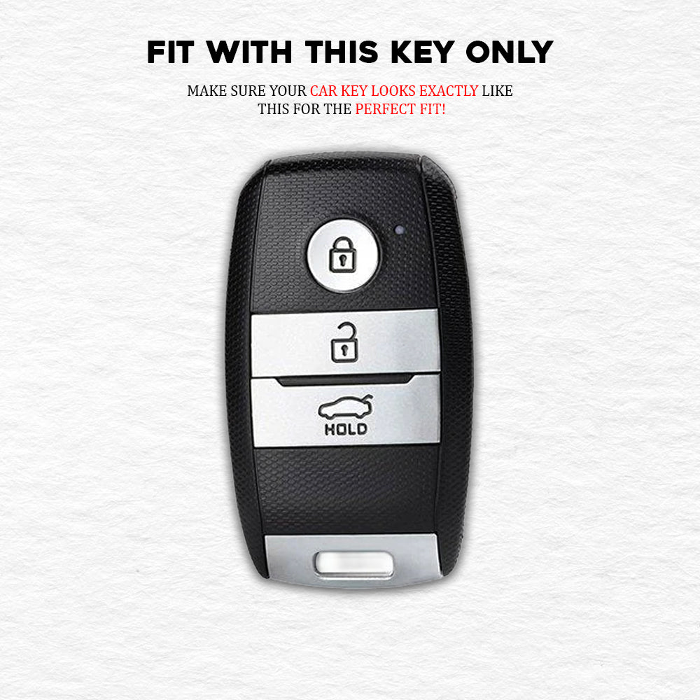 PU 3D Black Leather Car Key Cover For Kia: Seltos, Sonet, Carens, Carnival Smart Key
