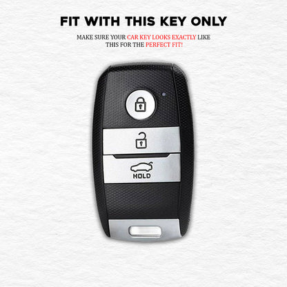 PU 3D Black Leather Car Key Cover For Kia: Seltos, Sonet, Carens, Carnival Smart Key
