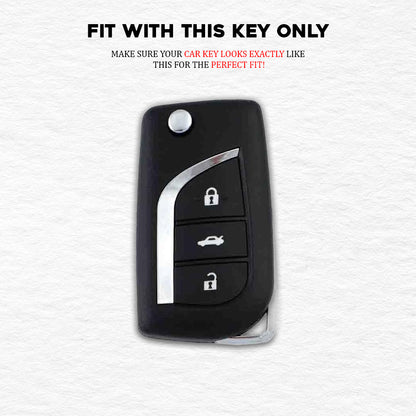 TPU White Gold Car Key Cover For Toyota: Innova Crysta, Corolla Altis 3 button flip key.