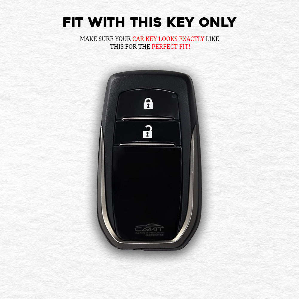 PU 3D Leather Key Cover For Toyota: Innova Crysta, Innova HyCross, Hilux 2 button smart key.