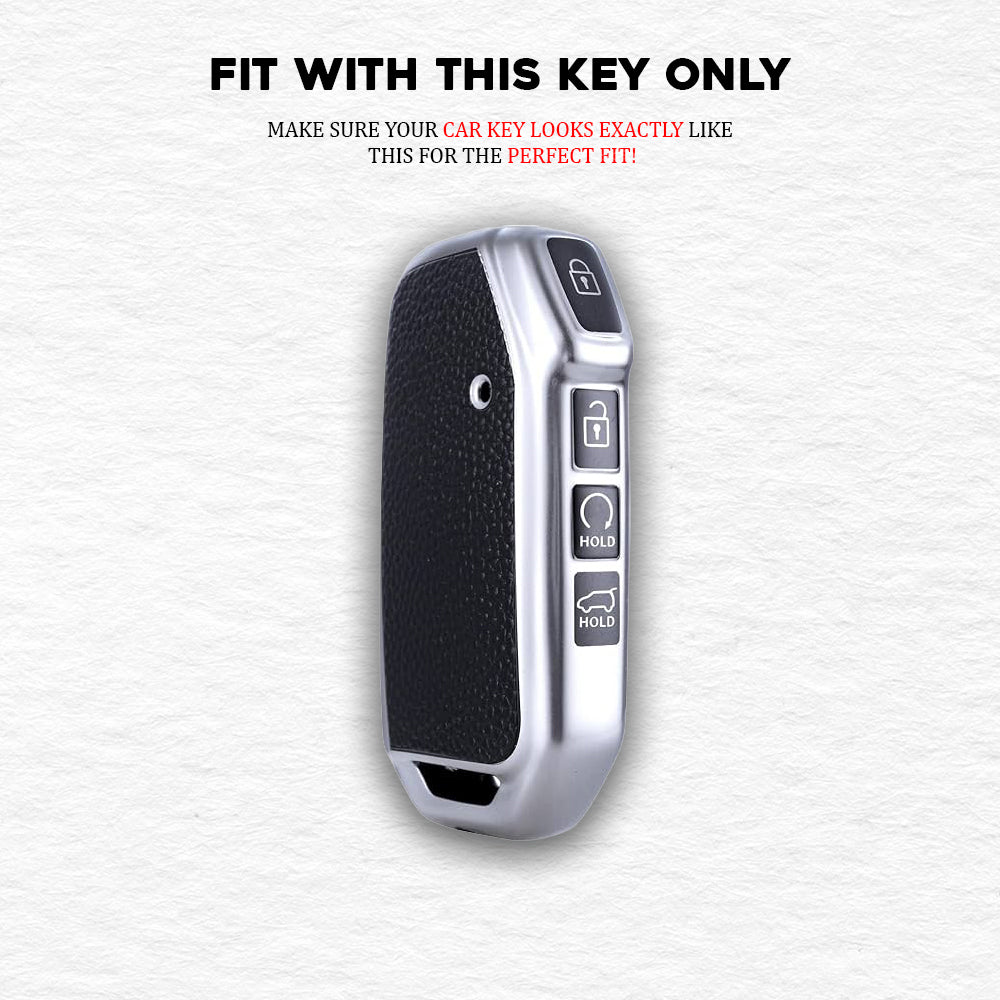 TPU Silver Car Key Cover For Kia: Seltos, Sonet 2023 facelift 4 button smart key.