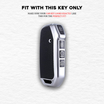TPU Silver Car Key Cover For Kia: Seltos, Sonet 2023 facelift 4 button smart key.