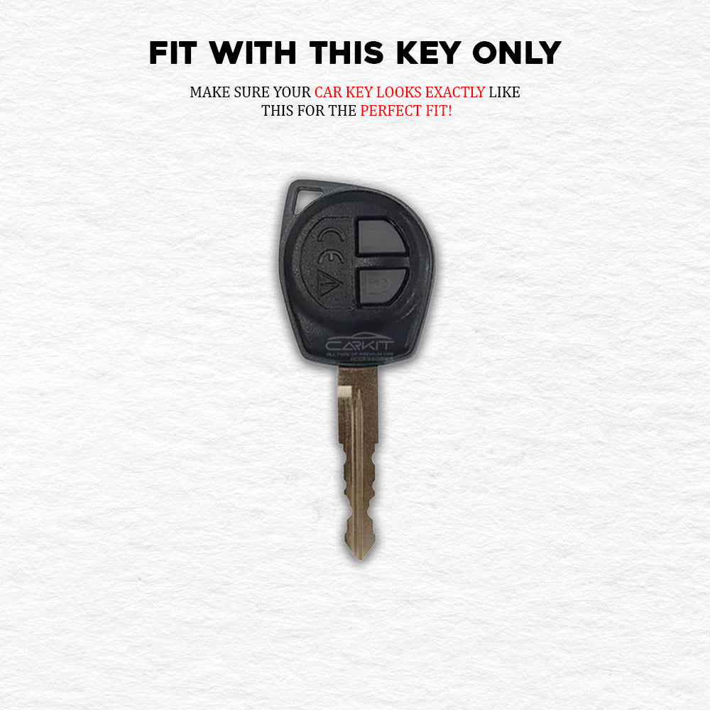 PU 3D Black Leather Car Key Cover For Maruti Suzuki: Swift, Dzire, WagonR, Brezza, Grand Vitara, Fronx, Jimny, XL6, Ignis, Ertiga, Baleno, Vitara Brezza, Celerio, Alto, Ciaz, S-Cross – 2 Button Remote Key
