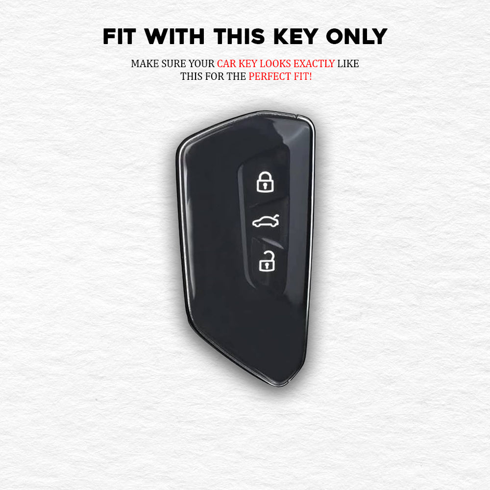 TPU Silver Car key Cover For Skoda Octavia 2021 onwards And Volkswagen Virtus 3 Button Smart Key