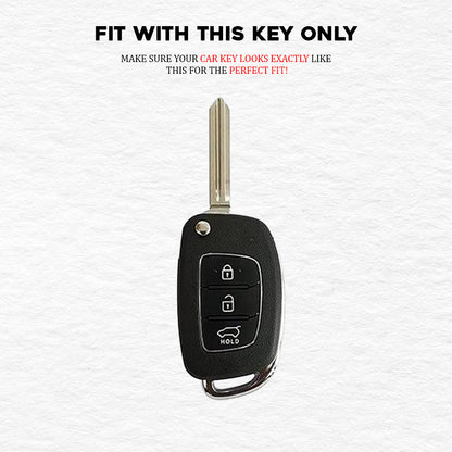 TPU Silver Key Cover For Hyundai: Creta, Venue, Tucson, Alcazar, I20, Grand I10, Aura, Xcent, Exter 3 button flip key