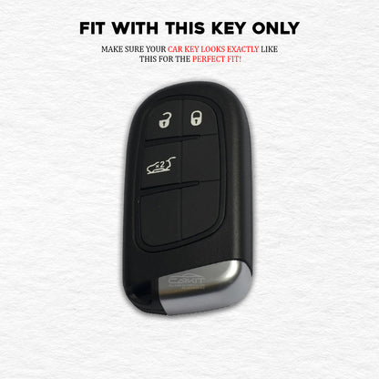 PU 3D Black Leather Key Cover Compatible for Jeep Meridian, Compass, Trailhawk, 3 Button Smart Key