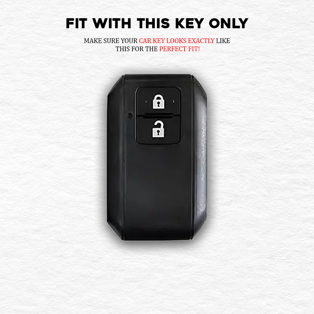 TPU Silver Car Key Cover For  Suzuki : Swift, DZire, Baleno, Ertiga, Grand Vitara, Brezza, Fronx, Jimny XL6, Ignis, Toyota: Glanza, Urban Cruiser Hyryder, Rumion 2 button smart key.