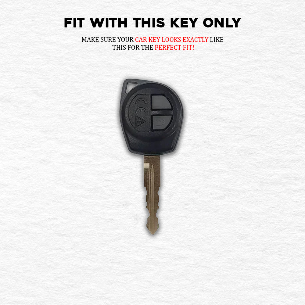 Metal Silicon Car Key Cover For Maruti Suzuki: Swift, Dzire, WagonR, Brezza, Grand Vitara, Fronx, Jimny, XL6, Ignis, Ertiga, Baleno, Vitara Brezza, Celerio, Alto, Ciaz, S-Cross – 2 Button Remote Key