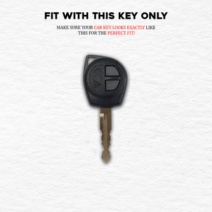 Metal Silicon Car Key Cover For Maruti Suzuki: Swift, Dzire, WagonR, Brezza, Grand Vitara, Fronx, Jimny, XL6, Ignis, Ertiga, Baleno, Vitara Brezza, Celerio, Alto, Ciaz, S-Cross – 2 Button Remote Key