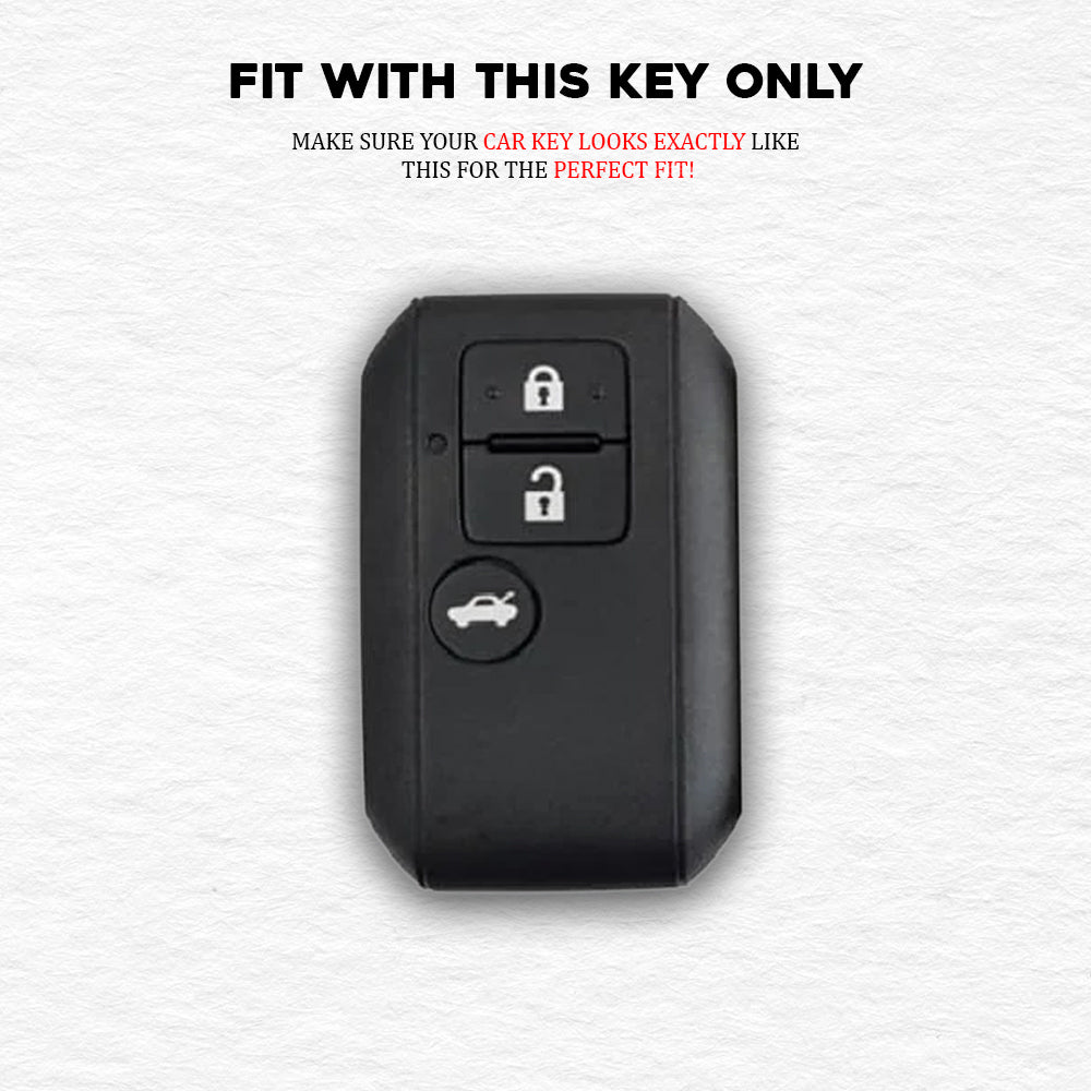 Metal Silicone Key Cover For Suzuki : Swift Dzire, Ertiga 3 button smart key.