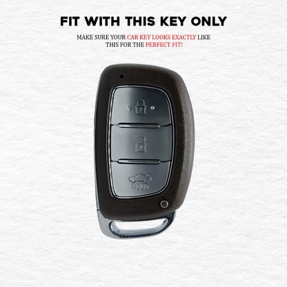 Metal Silicone Car Key Cover For Hyundai: i20, Creta, Venue, Tucson, Alcazar, Verna, Xcent, Aura, Elantra 3 button smart key