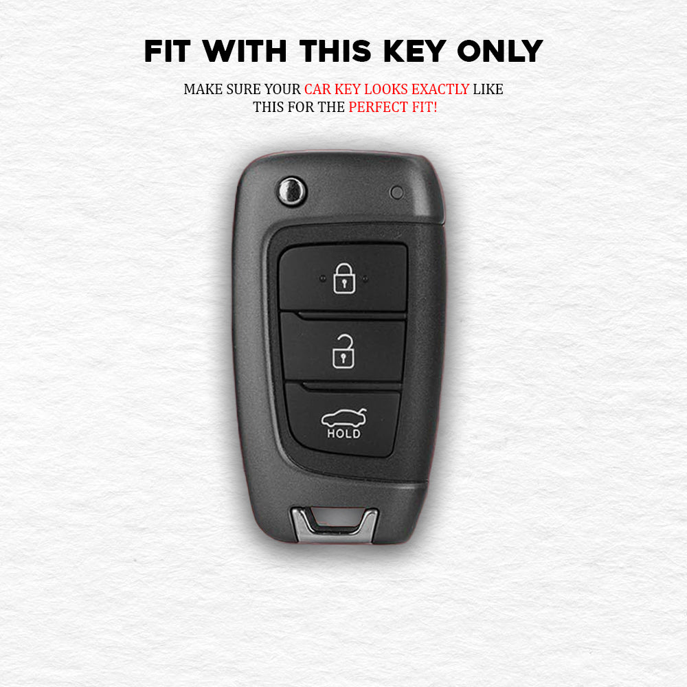 TPU Silver Car Key Cover For Hyundai: i20, Kona, Verna 2018 Onwards 3 button flip key