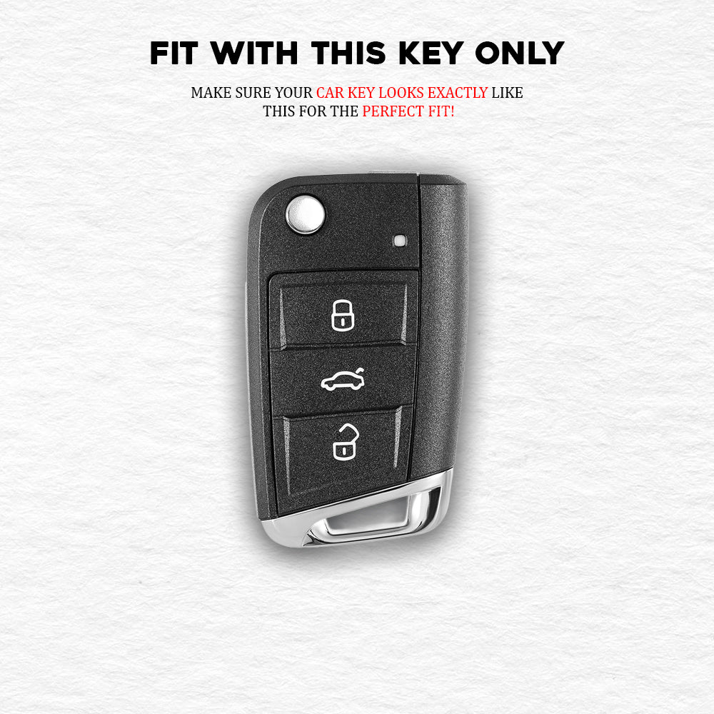 TPU White Gold Car key Cover For  Skoda Virtus, Tiguan, Jetta, Slavia, Kodiaq, Kushaq, Karoq, Octavia And Volkswagen Virtus, Tiguan, T-Roc, Taigun, Jetta, Octavia, Karoq, Superb, Kodiaq, Slavia Flip Key