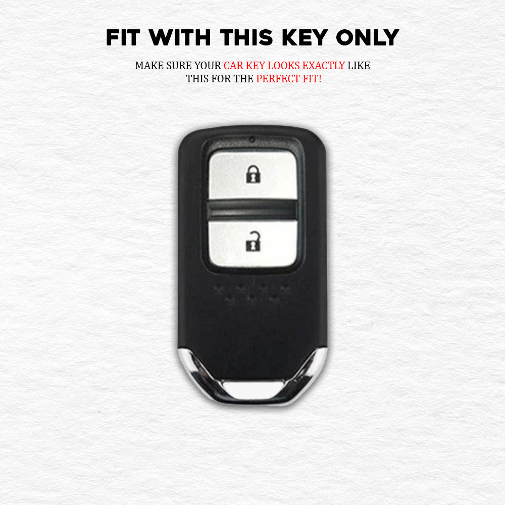 PU 3D Black Leather Key Cover For Honda: Elevate, City, Jazz, Amaze 2 button smart key