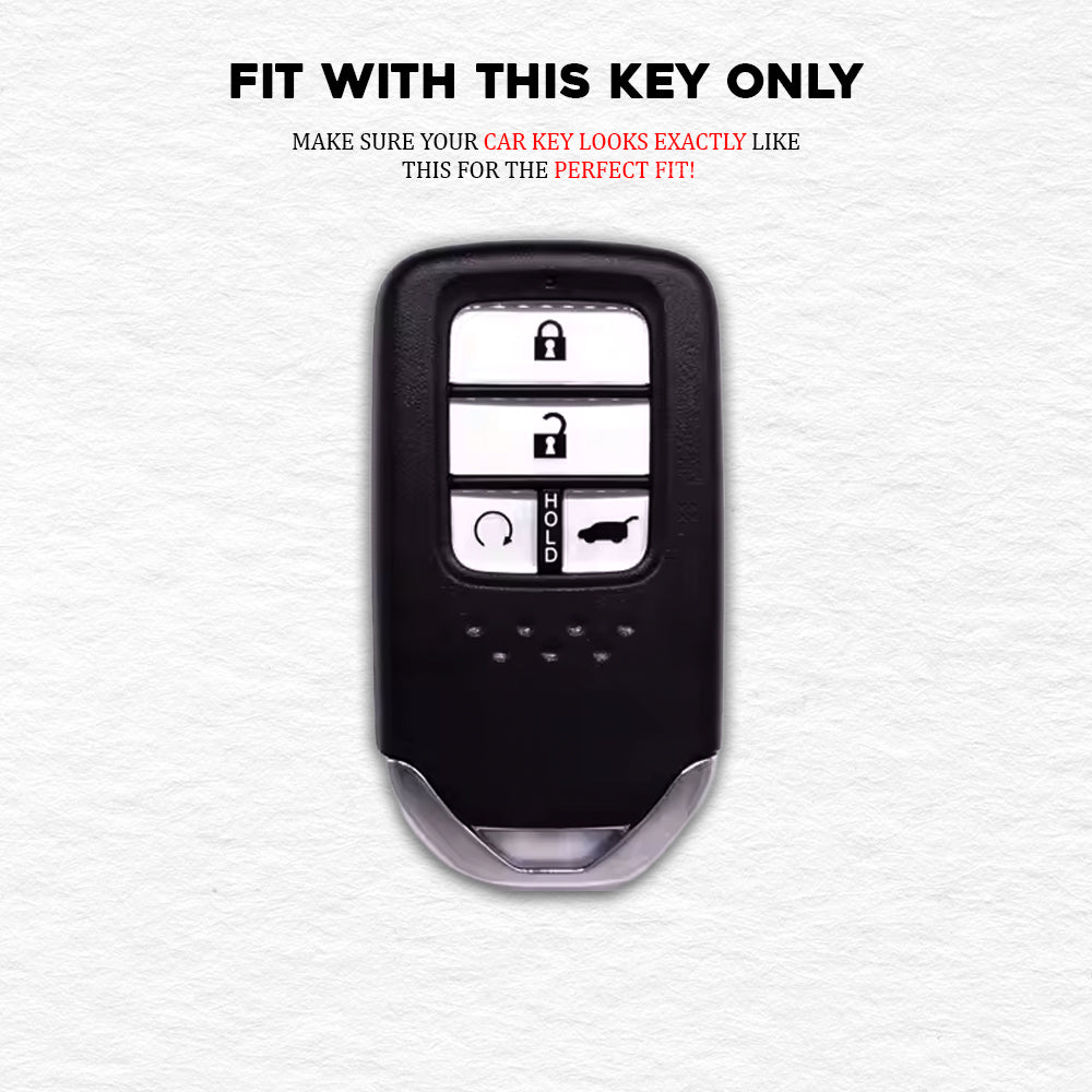 PU 3D Black Leather Car Key Cover For Honda: City, Civic, WR-V 4 button smart key