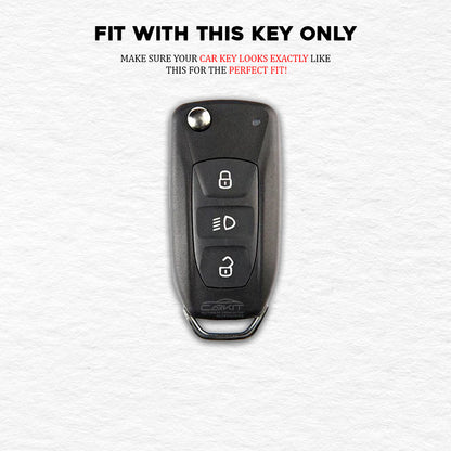 PU 3D Black Leather Car Key Cover For Tata: Nexon, Harrier, Safari, Altroz, Punch, Tiago, Tigor, Zest, Bolt, Hexa 3 button Flip Key