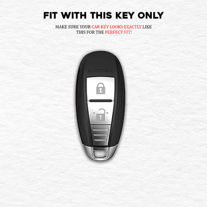 PU 3D Black Leather Car Key Cover For Maruti Suzuki: Baleno, Ciaz, Ignis, S-Cross, Grand Vitara, Brezza 3 Button Smart Key