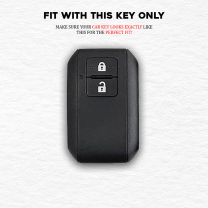 Metal Leather Brown Car Key Cover For Suzuki : Swift, DZire, Baleno, Ertiga, Grand Vitara, Brezza, Fronx, Jimny XL6, Ignis, Toyota: Glanza, Urban Cruiser Hyryder, Rumion 2 button smart key.