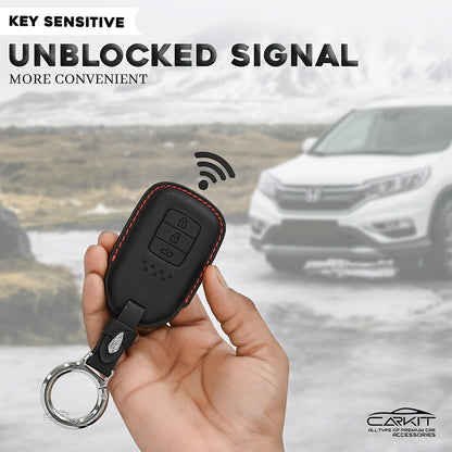PU 3D Leather Car Key Cover For Honda: City, Civic, Jazz, Brio, Amaze, Cr-v, Wr-v, Br-v, Mobilio 3 Button Smart Key