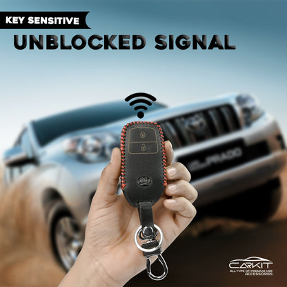 PU 3D Black Leather Car Key Cover for Maruti Suzuki: Baleno, Ciaz, Ignis, S-Cross, Grand Vitara, Brezza 3 Button Smart Key